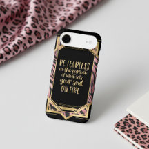 Citação Sem Medo Estampa de Leopardo Rosa Arte Dec