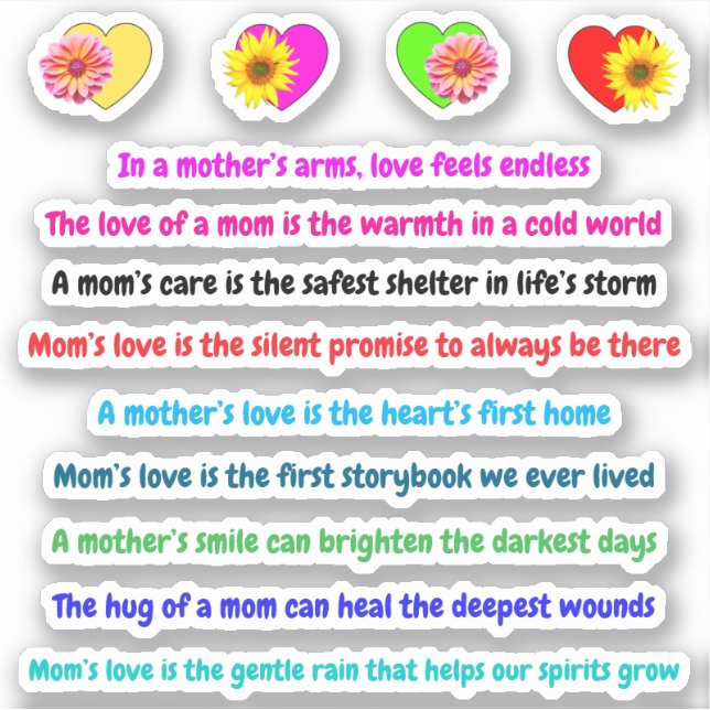 Citações Comoventes da Mãe | Adesivos de Amor Mamã (Frente)