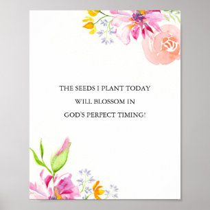Citações Inspiracionais Florais para Poster femini