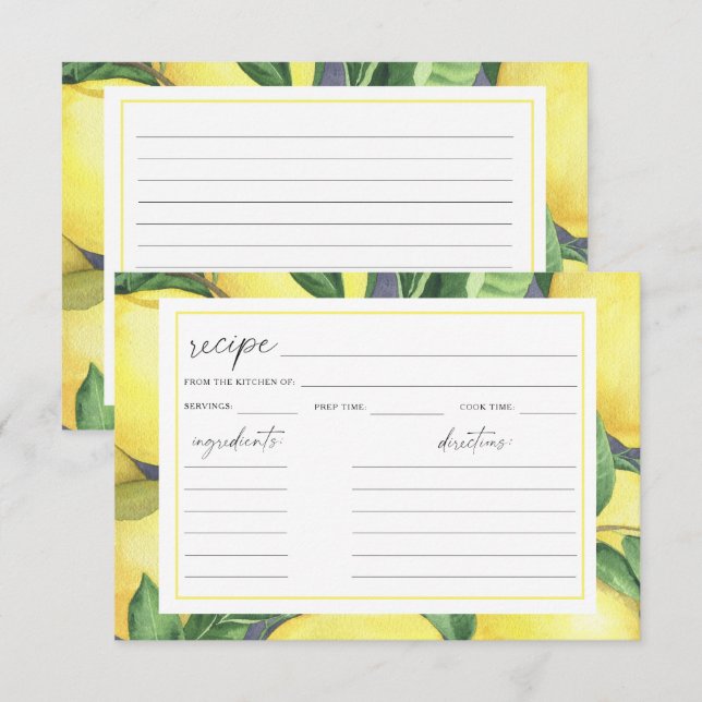 Citrinos limões de aquarelas - Chá de panela de re (Frente/Verso)