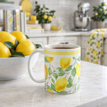 Citrinos Limões e Folhas Caneca de Café