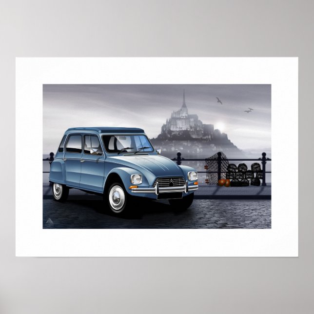 Citroen Dyane Poster ilustração (Frente)