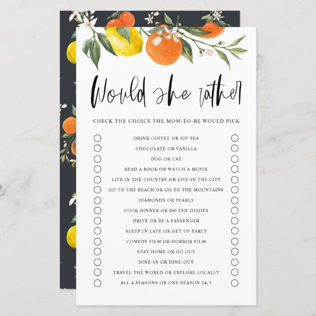 Citrus Botanic Ela Preferencialmente Jogo De Chá d (Frente/Verso)