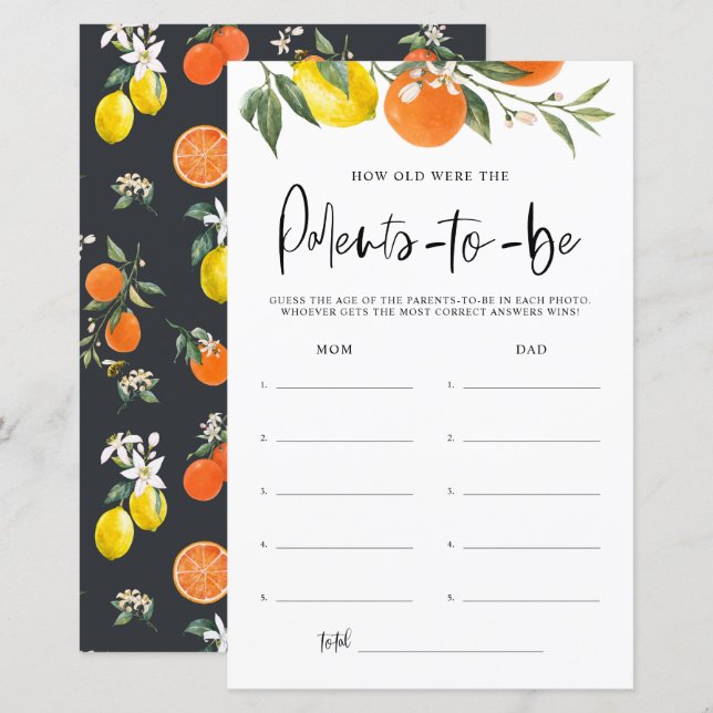 Citrus Botanical Quantos Anos Tinham O Jogo De Pai (Frente/Verso)