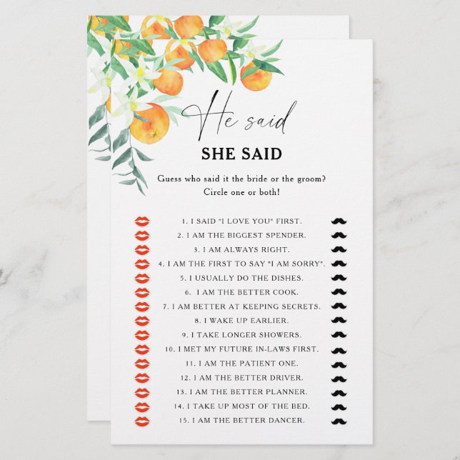 Citrus - Ele disse que ela disse jogo de chá de pa (Frente/Verso)