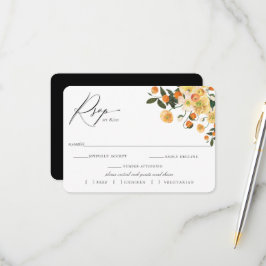 Citrus Floral Wedding RSVP com Cartão de Escolha d
