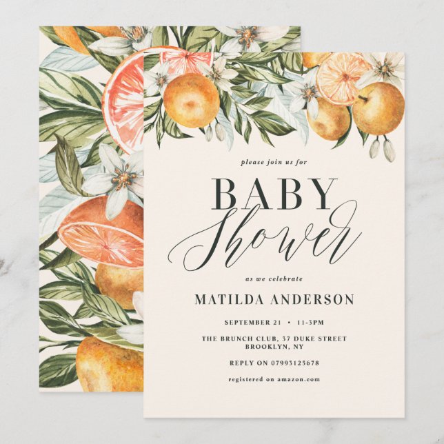 Citrus, laranja + brunch e borbulhamento floral (Frente/Verso)