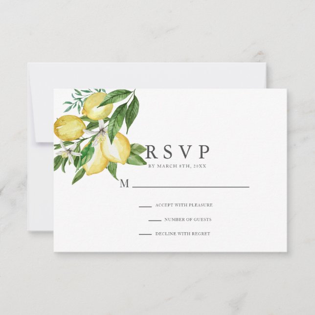 Citrus Lemon Floral Watercolor RSVP (Frente)