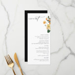 Citrus Orange Floral Menu<br><div class="desc">Fruta de Laranja de Citrus e Cartão de Menu de Casamento Floral de Citrus. Modelo de tipografia preto quic com várias linhas para os itens de menu personalizados.</div>