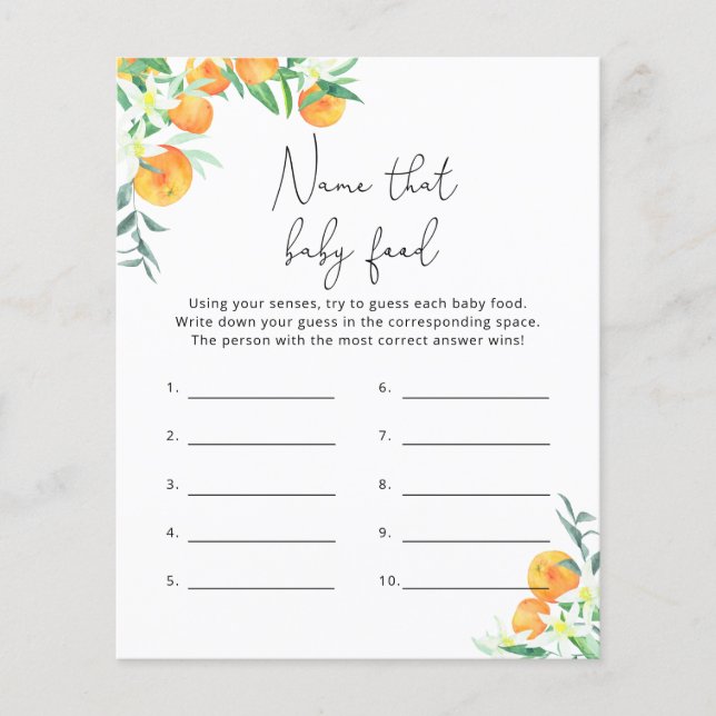 Citrus oranges - Nomeie esse jogo de chá de bebê C (Frente)