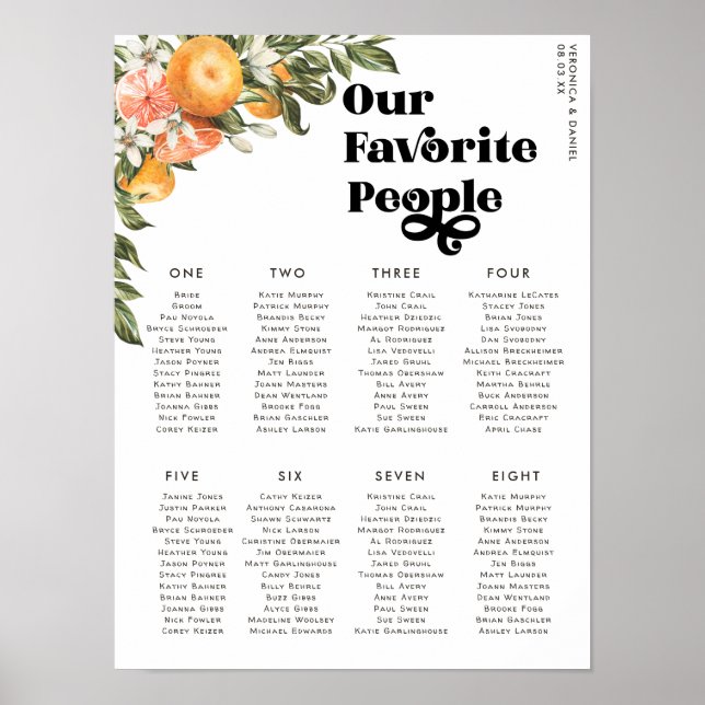 Citrus Orchard | Poster de Mesa de de Casamento (Frente)