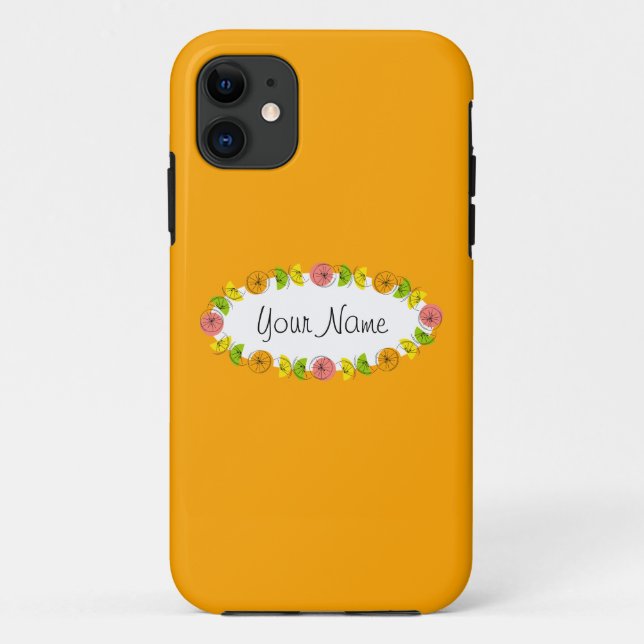 Citrus Oval Orange Name capas de iphone (Verso)