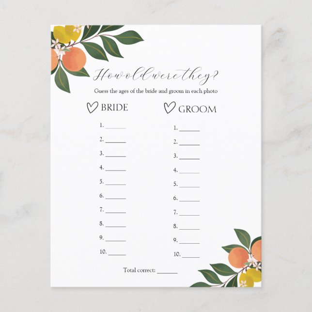 Citrus Quantos Anos Tinham O Jogo De Chá de panela (Frente)