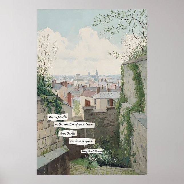 City Rooftop View Poster  Stone Walls, Literary (Frente)
