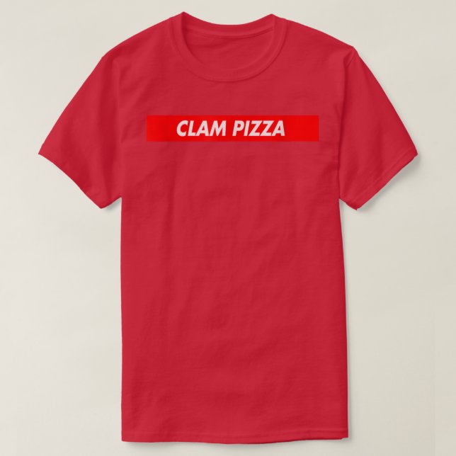 Clam Pizza Red Box Logotipo Funny T-Shirt (Frente do Design)