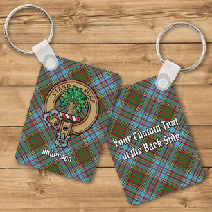 Clan Anderson Crest sobre Tartan Chaveiro