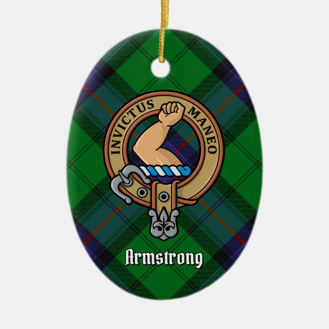 Clan Armstrong Crest sobre o ornamento cerâmico de (Frente)