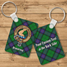 Clan Armstrong Crest sobre Tartan Chaveiro