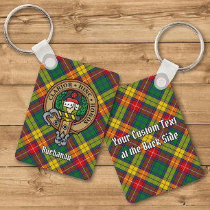 Clan Buchanan Crest sobre Tartan Chaveiro