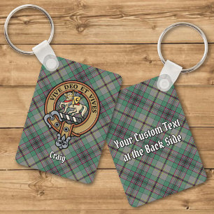 Clan Craig Crest sobre Tartan Chaveiro