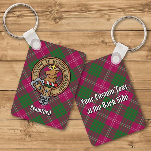 Clan Crawford Crest sobre Tartan Chaveiro (Criador carregado)