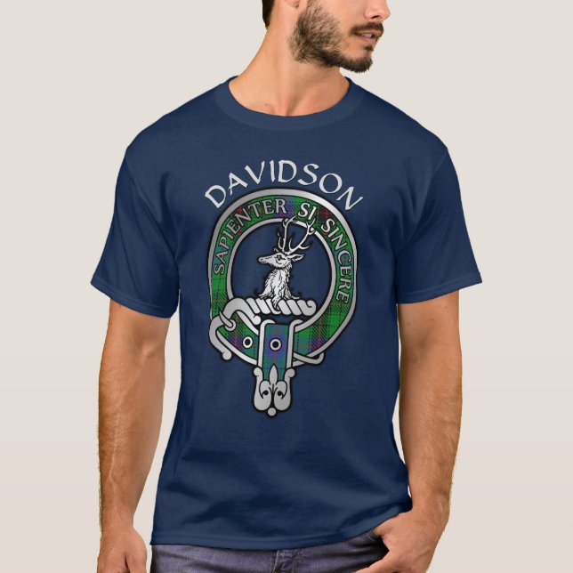 Clan Davidson Crest & Tartan T-Shirt (Frente)