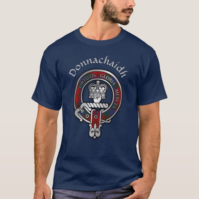 Clan Donnachaidh Crest & Tartan T-Shirt (Frente)