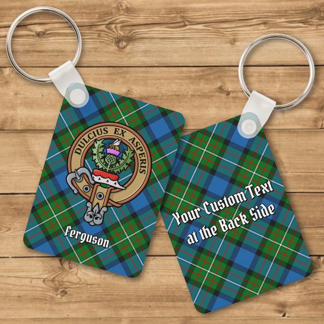 Clan Ferguson Crest sobre Tartan Chaveiro (Criador carregado)