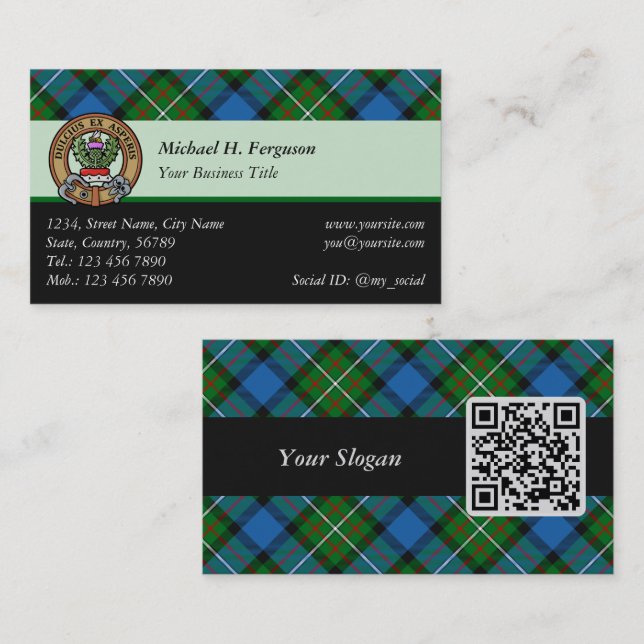Clan Ferguson Tartan Cartão de visita (Frente/Verso)