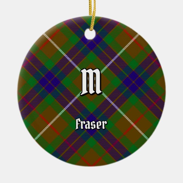 Clan Fraser caçando ornamento cerâmico de Tartan (Frente)
