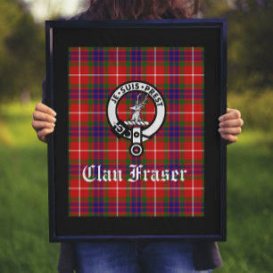 Clan Fraser Crest Crachá e Tartan Art Impressão