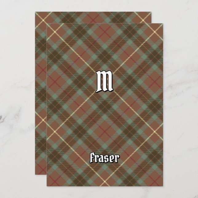 Clan Fraser Hunting Weathered Tartan Convite (Frente/Verso)