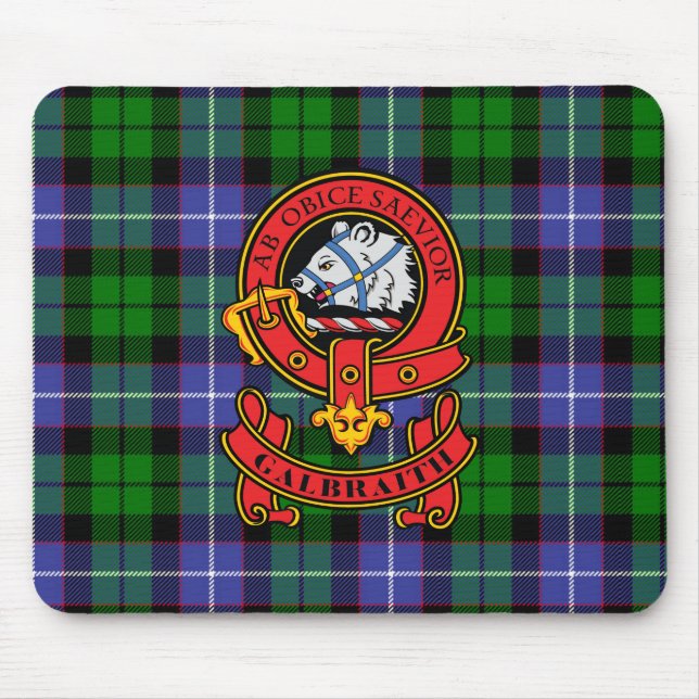Clan Galbraith Mouse Pad com Clan Tartan (Frente)