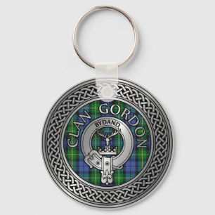Clan Gordon Crest & Tartan Knot Chaveiro