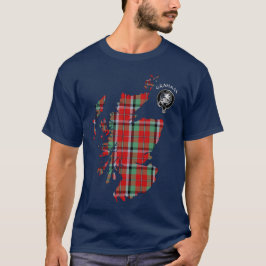 Clan Graham Red Tartan Map & Crest T-Shirt