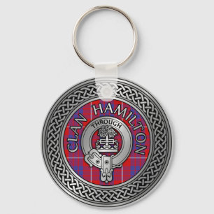 Clan Hamilton Crest & Tartan Knot Chaveiro