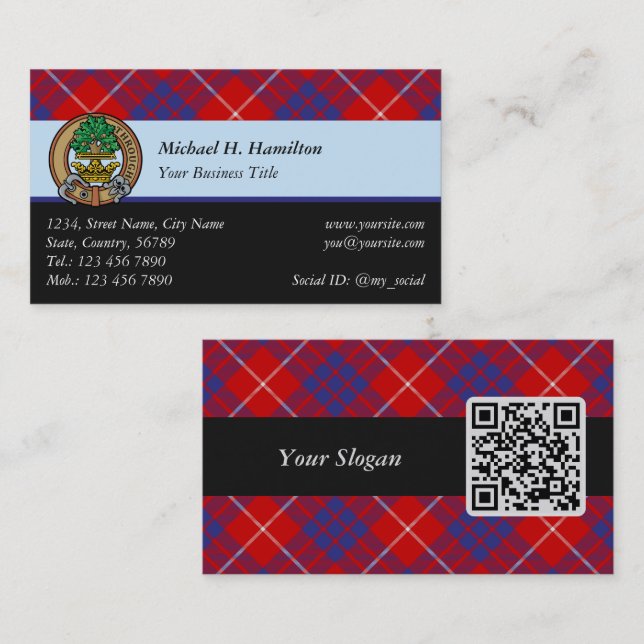 Clan Hamilton Red Tartan Cartão de visita (Frente/Verso)