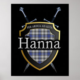 Clan Hanna Hannay Tartan Shield & Swords Impressão