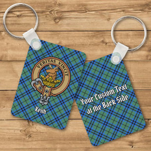 Clan Keith Crest sobre Tartan Chaveiro