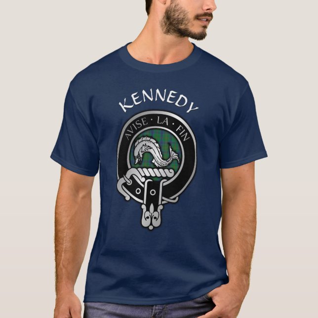 Clan Kennedy Crest & Tartan T-Shirt (Frente)