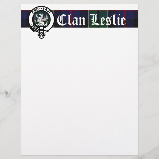 Clan Leslie Tartan & Crest Letterhead (Frente)