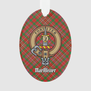 Clan MacAlister Crest sobre Ornamento de Tartan