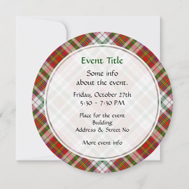 Clan MacAlister Vestir Tartan Convite (Verso)