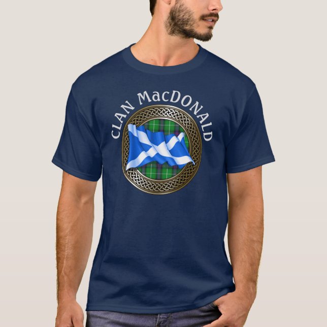 Clan MacDonald Crest & Tartan Knot T-Shirt (Frente)