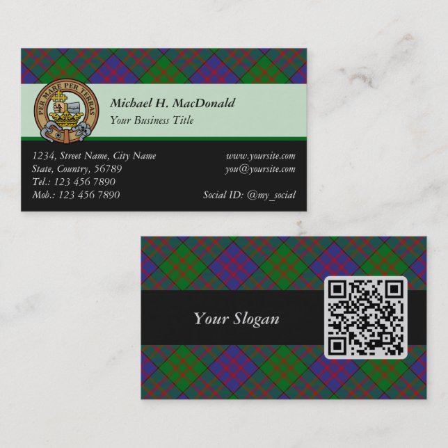 Clan MacDonald Tartan Cartão de visita (Frente/Verso)