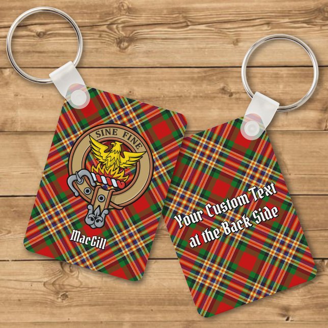 Clan MacGill Crest sobre Tartan Chaveiro (Criador carregado)