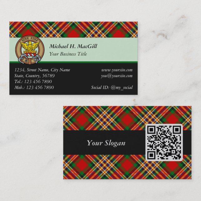 Clan MacGill Tartan Cartão de visita (Frente/Verso)