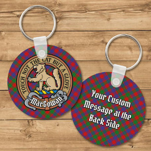 Clan MacGowan Crest sobre Tartan Chaveiro