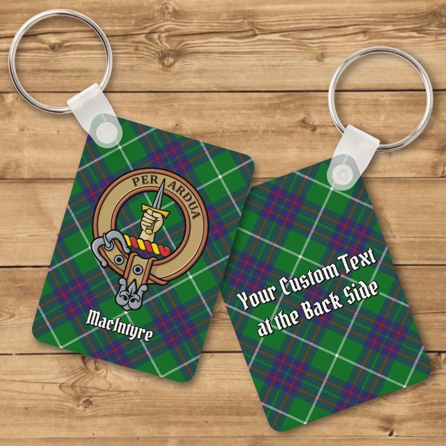 Clan MacIntyre Crest over Hunting Tartan Chaveiro (Criador carregado)