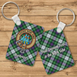 Clan MacKenzie Crest over Dress Tartan Chaveiro